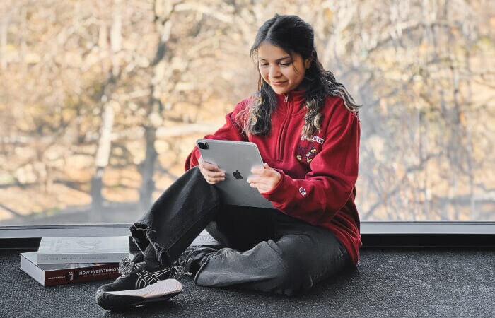 A student utilizing Immediate Access One to study on a desktop computer